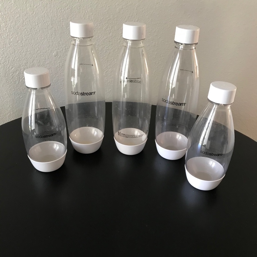SOLD: Five Sodastream bottles (3 1.0L and 2 0.5L).
